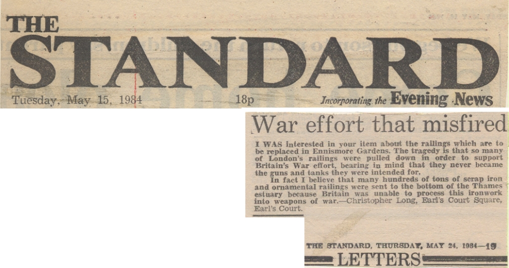 19840515 RECYCLING LONDON WARTIME RAILINGS RESPONSE ES.jpg